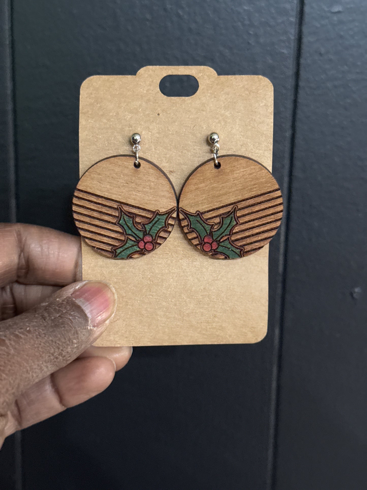 Holly berries earrings