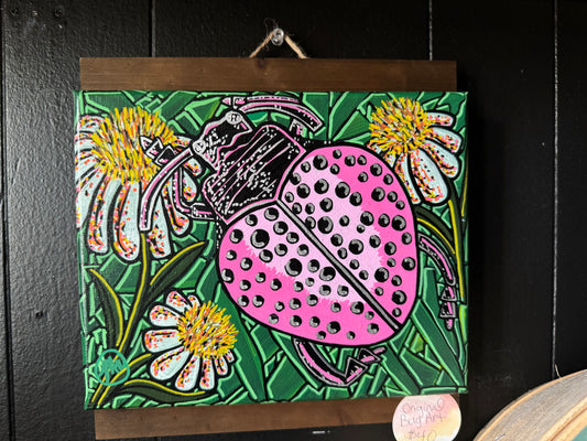 Shiny pink beetle, painting