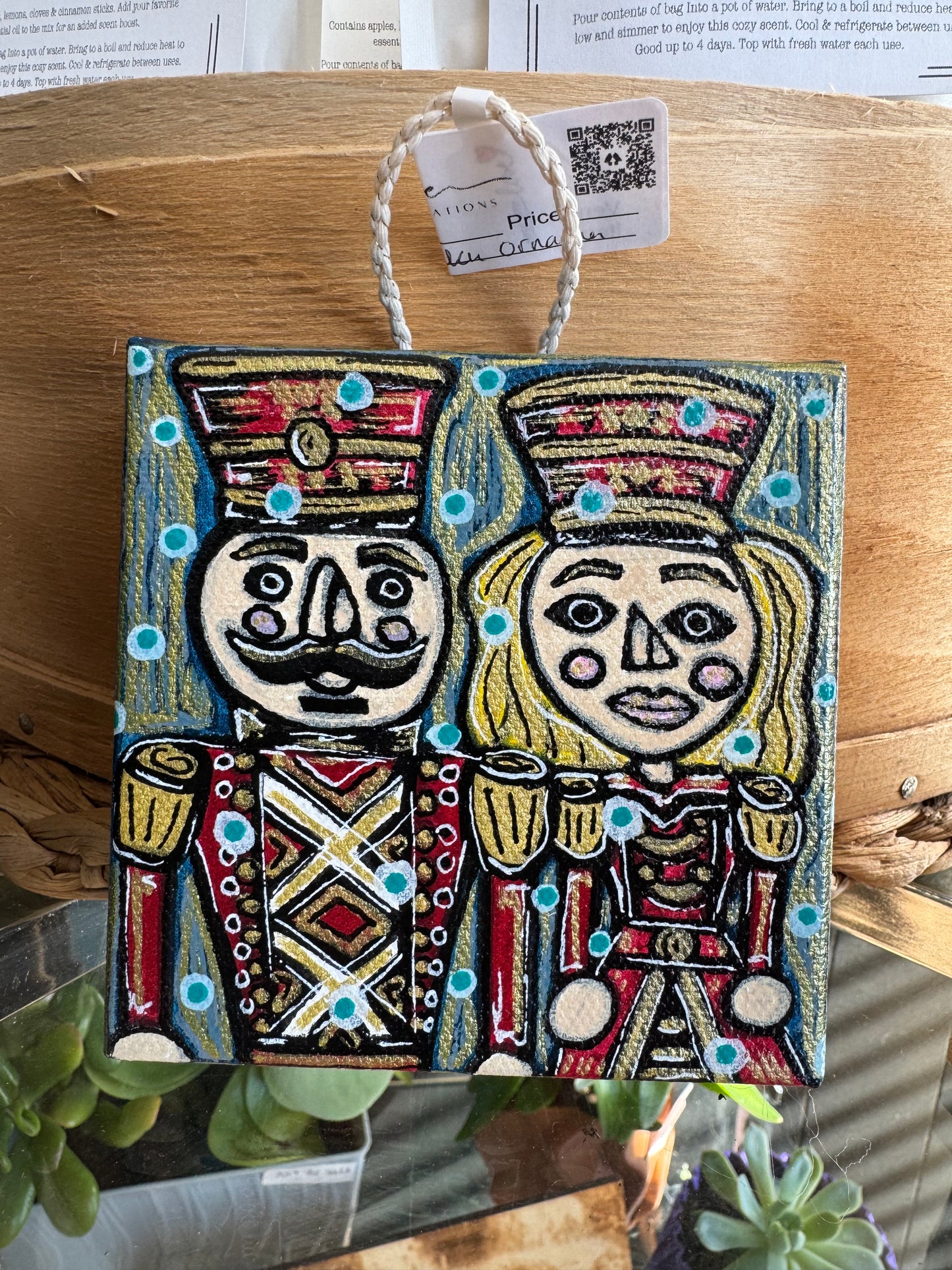 Hand painted canvas ornaments